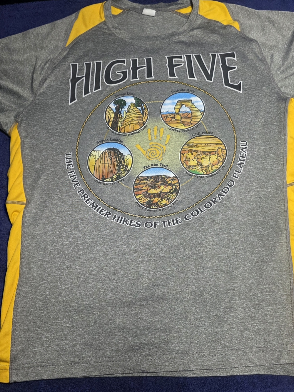 Sport-Tek Gray & Yellow 'High Five' Short Sleeve Graphic Tee
